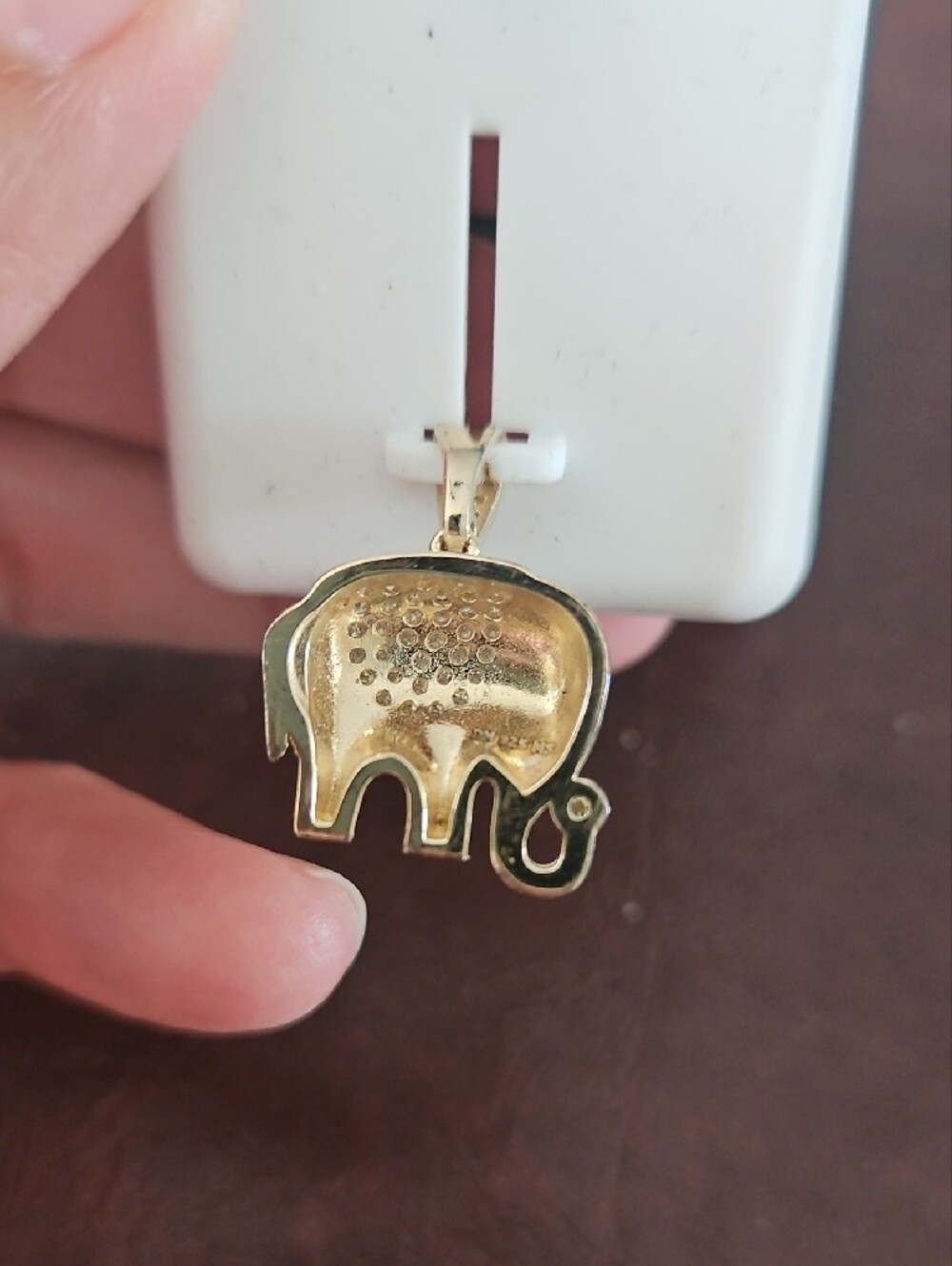 Gold & White Elephant Pendant Necklace - Elegant Women's Jewelry - Picture 3 of 6
